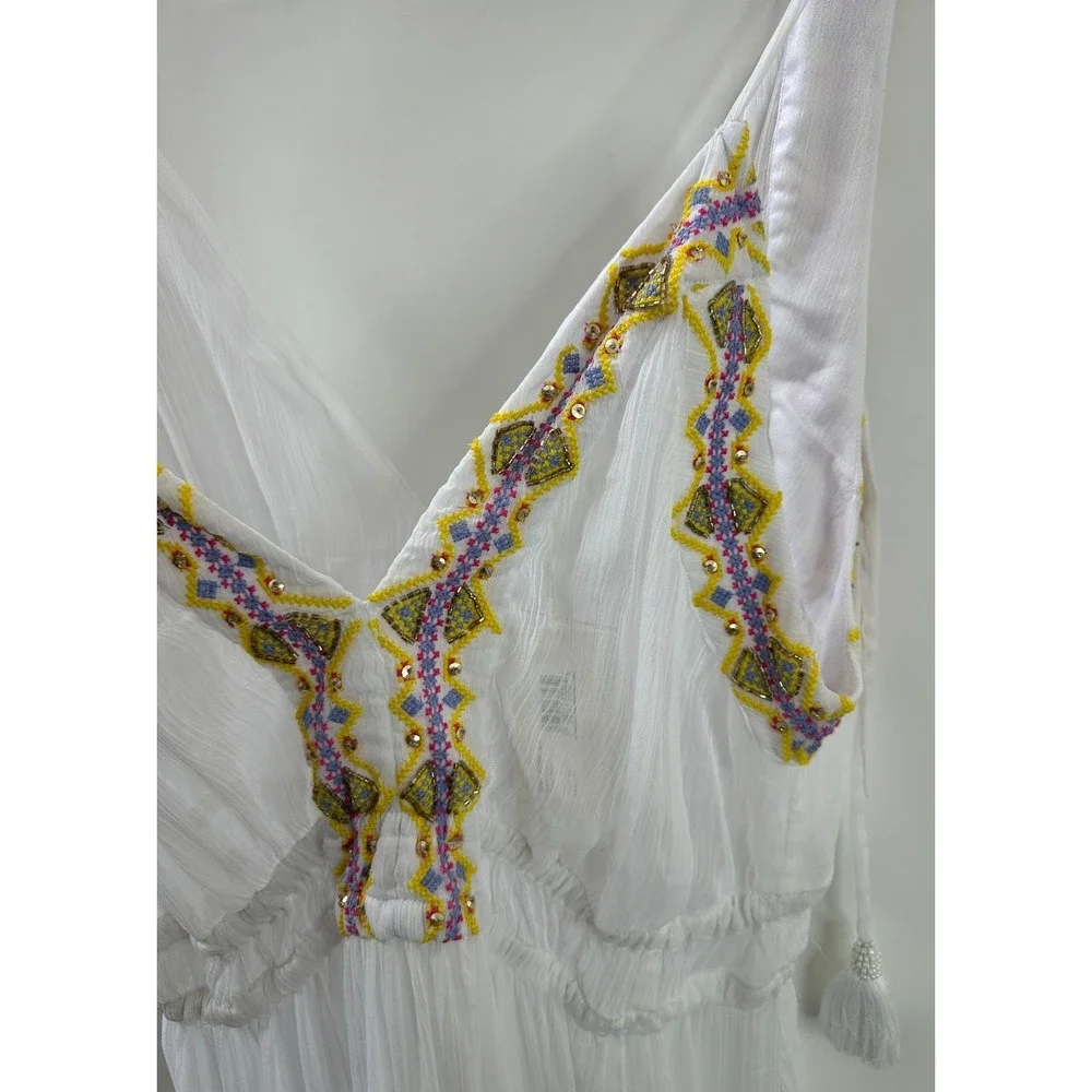 NEW Ramy Brook Sienna Embroidered Chiffon Swim Cover-Up Maxi Dress White XL $365 - Picture 6 of 16
